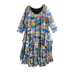 Kozan Dress -XL- Colorful Mesh over Black Slip Layer